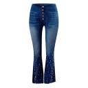 Dames jeans met bell-bottom en parels 2