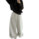 Dames joggingbroek met zakken, koord en logo aan de zijkant, effen, polyester en katoen, comfortabel en stijlvol voor vrije tijd 4