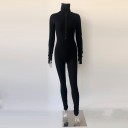 Dames jumpsuit met coltrui en rits 6
