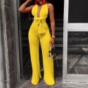 Dames jumpsuit met diepe halslijn en strikbandjes 6