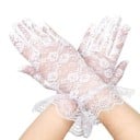 Dames kant handschoenen volledig vingerkootjes kort met rimpeling ademend polyester sociale handschoenen voor feestelijke en formele 6