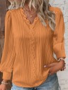 Dames kanten blouse met V-hals Elegante blouse met lange mouwen Casual stijl voor werk en avond Ademend luchtig materiaal 6