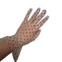 Dames kanten handschoenen volledig vingerkootjes met stippen korte met rimpeling ademend polyester sociale handschoenen voor feestelijke 6
