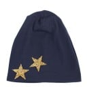 Dames katoenen beanie muts versierd met twee glinsterende sterren aan de rand. Losse, soepele pasvorm. Hoofdomtrek 54 tot 59 cm 6