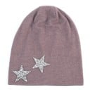 Dames katoenen beanie muts versierd met twee glinsterende sterren aan de rand. Losse, soepele pasvorm. Hoofdomtrek 54 tot 59 cm 16