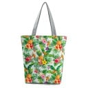 Dames katoenen tas met print van ananassen en tropische bladeren Ruime shopper met twee grijze hengsels 27 x 38 x 11 cm Katoen en polyester 1