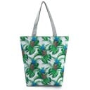 Dames katoenen tas met print van ananassen en tropische bladeren Ruime shopper met twee grijze hengsels 27 x 38 x 11 cm Katoen en polyester 2