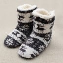 Dames kerst instapschoenen tot de enkel met rendier- en sneeuwvlokpatroon Warme harige voering Zachte pluche oppervlakte 4