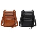 Dames kleine crossbody tas over de schouder Platte snit met verschillende ritszakken en lange ritsen van PU leer en polyester 16,5 x 2,5 x 21 cm 4