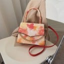 Dames kleine handtas en schoudertas Batikpatroon Klep met decoratieve ketting Kunstleer Lange schouderband 23 x 8 x 17 cm 2
