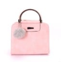 Dames kleine handtas Stevige metalen handvatten Decoratieve pompon aan ketting Matte PU leer Koffer vorm Afmetingen 22 x 17 x 10 cm 2