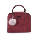 Dames kleine handtas Stevige metalen handvatten Decoratieve pompon aan ketting Matte PU leer Koffer vorm Afmetingen 22 x 17 x 10 cm 4