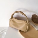 Dames kleine handtas van kunstleer Zachte baguette tas met geplooid handvat en rits Minimalistische stijl 27 x 14 x 8 cm 1