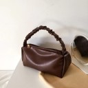Dames kleine handtas van kunstleer Zachte baguette tas met geplooid handvat en rits Minimalistische stijl 27 x 14 x 8 cm 4