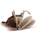 Dames kleine portemonnee van echt leer Glanzend oppervlak met reliëfpatroon Metaal vak voor munten Sluitlus Afgeronde vorm 10,5 x 10,5 x 3 cm 4