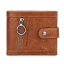 Dames kleine portemonnee van echt leer Voorkant met ritszak met metalen ring Sluiting met drukknoop Gequilte randen 12 x 10 x 2,5 cm 3
