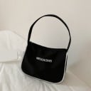 Dames kleine schoudertas met kort handvat Nylon tas met rits Contrasterende bies aan de randen 22 x 9,5 x 19 cm 5