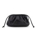 Dames kleine tas met geplooide vorm en geweven patroon Clutch voor in de hand of crossbody Kunstleer PU Ketting of dunne schouderband 28 x 14 3