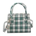 Dames kleine tas met geruit patroon 17 x 13,5 x 7 cm Kunstleer Twee handvaten Afneembare schouderband met metalen gespsluiting 4