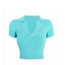 Dames kort t-shirt met kraag 4