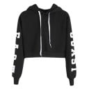 Dames korte hoodie met capuchon en verstelbare koordjes Print East Coast op de mouwen Ribgebreide manchetten en onderrand Polyester 3