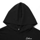 Dames korte hoodie met netmouwen Zwarte crop top met korte mouwen over netstof Smalle manchetten Katoen met spandex 5