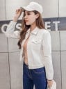 Dames korte lentjas in denimstijl met kraag Strakke pasvorm en borstzakken met klep Van polyester en elastaan Geschikt voor de lente 7