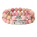 Dames kralenarmband met uil 2 st. 6