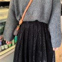 Dames lange kanten rok met elastische taille Uitgebreide geplooide snit Doorzichtige kanten rand Polyester met spandex 5
