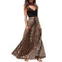 Dames lange maxi rok met luipaardprint Geplooide, vloeiende snit tot aan de enkels Elastische taille met trekkoord Polyester 6