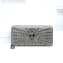 Dames lange portemonnee met metalen studs en decoratieve schedel Portemonnee van PU-leer en polyester Afmetingen 21 x 10 x 3 cm 2