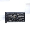 Dames lange portemonnee met metalen studs en decoratieve schedel Portemonnee van PU-leer en polyester Afmetingen 21 x 10 x 3 cm 1
