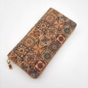 Dames lange portemonnee met rits met een oppervlak in kurklook Kleurrijk patroon Gouden ritsen trekker PU leer 19 x 9,5 x 2,5 cm 2