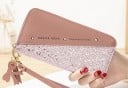 Dames lange portemonnee met steentjes Glinsterende onderkant Ritsluiting Lusje voor om de pols Decoratieve hanger PU leer 20 x 10 x 3 cm 3