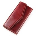 Dames lange portemonnee van echt leer Dubbele klep in envelopvorm Glanzend oppervlak Elegante stijl Voor in de tas Afmetingen 19 x 10,5 x 4
