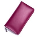 Dames lange portemonnee van echt leer Rits rondom met metalen trekker Gladde glanzende afwerking Afgeronde hoeken Afmetingen 20 x 10,5 x 3 5