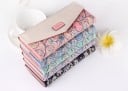 Dames lange portemonnee van kunstleer Envelopvorm met klep Bloemenpatroon Kaartenvakjes en ritscompartiment 19,1 x 2,6 x 9,5 cm 15