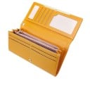 Dames lange portemonnee van PU-leer Klep met gouden metalen strip Raam voor document Compartimenten voor kaarten Hanger aan de rits 19 x 10
