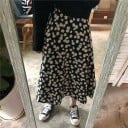 Dames lange rok met print van kleine madeliefjes Hoge taille A-lijn snit met een lengte onder de knieën Vloeiende stof van polyester 4