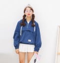 Dames lenteblouson anorak in Japanse stijl met capuchon Rits op de borst Kangoeroezak Elastische manchetten en zoom Katoen polyester 9