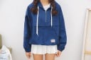 Dames lenteblouson anorak in Japanse stijl met capuchon Rits op de borst Kangoeroezak Elastische manchetten en zoom Katoen polyester 12