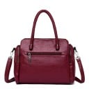 Dames leren handtas met gevlochten handgrepen Afneembare schouderband Zijvakjes met rits Leer en polyester 30 x 23 x 11 cm 6
