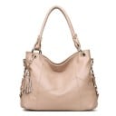 Dames leren handtas Zachte ruime vorm Decoratieve kwast aan ketting Gouden beslag Gequilt onderdelen 40 x 28 x 15 cm 1