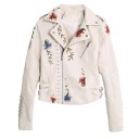 Dames leren jas met bloemen 6