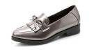 Dames leren loafers met strik 4