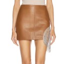 Dames leren minirok met franjes 1