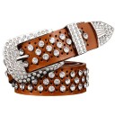 Dames leren riem met strass steentjes 6