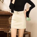 Dames leren rok met riem 7