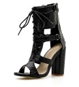 Dames leren sandalen met hoge hak 1
