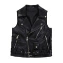 Dames leren vest zwart 1